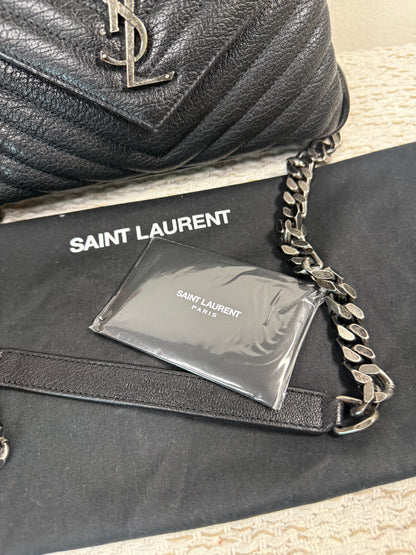 BLACK QUILTED LEATHER MEDIUM COLLEGE BAG in Monogram