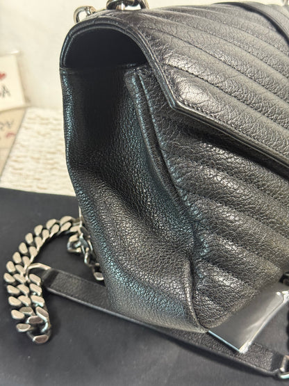 BLACK QUILTED LEATHER MEDIUM COLLEGE BAG in Monogram
