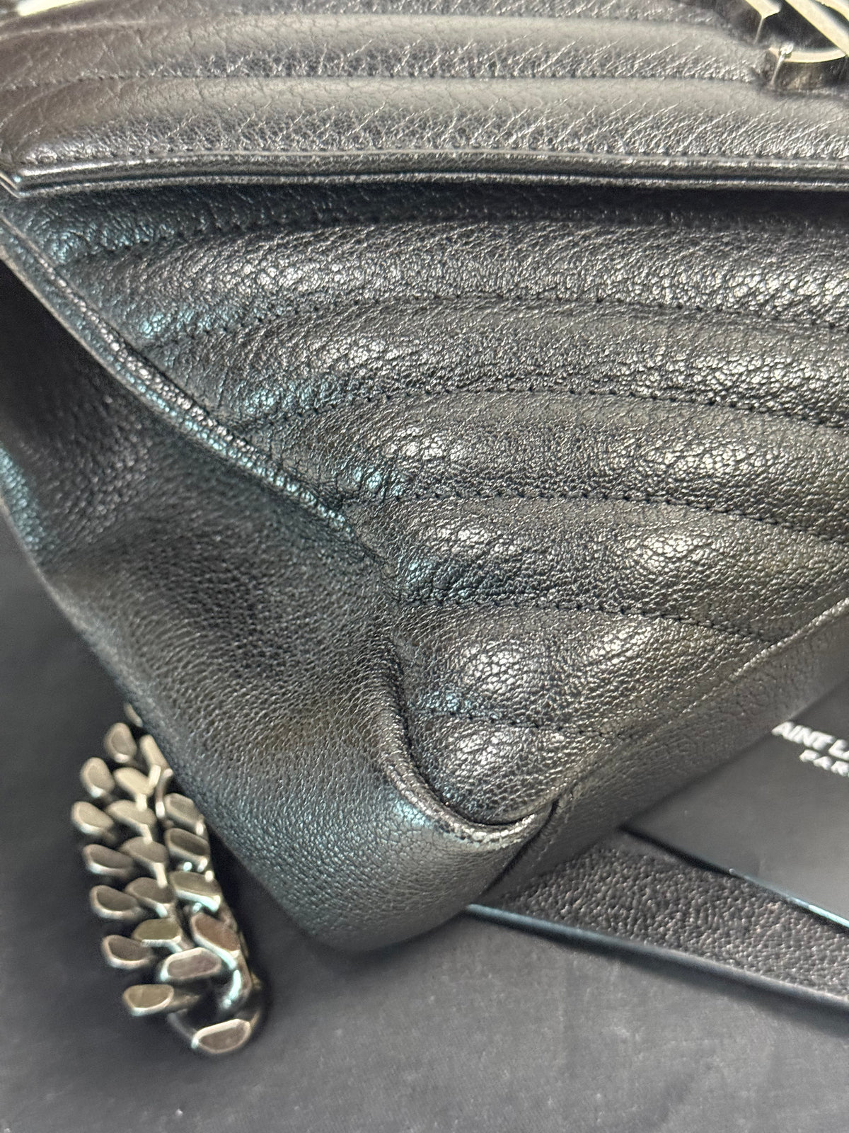 BLACK QUILTED LEATHER MEDIUM COLLEGE BAG in Monogram