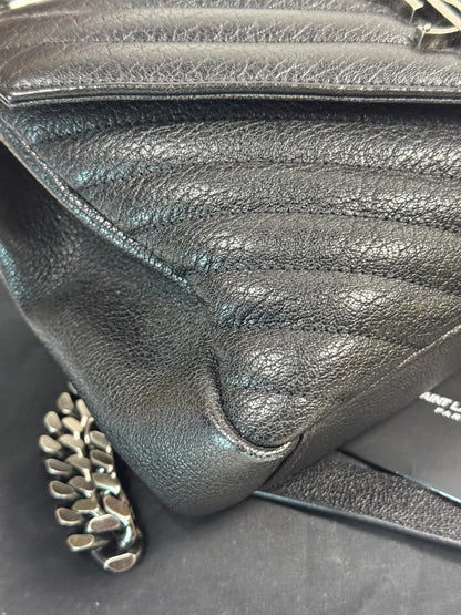 BLACK QUILTED LEATHER MEDIUM COLLEGE BAG in Monogram