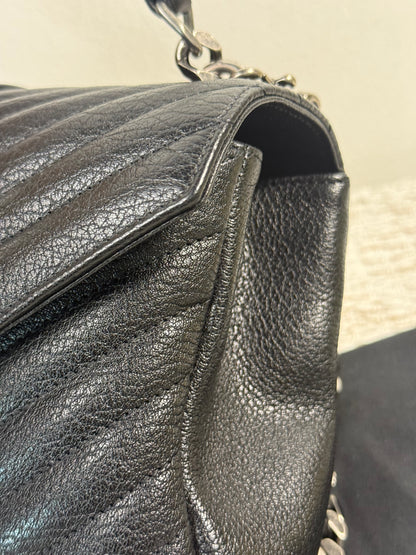 BLACK QUILTED LEATHER MEDIUM COLLEGE BAG in Monogram