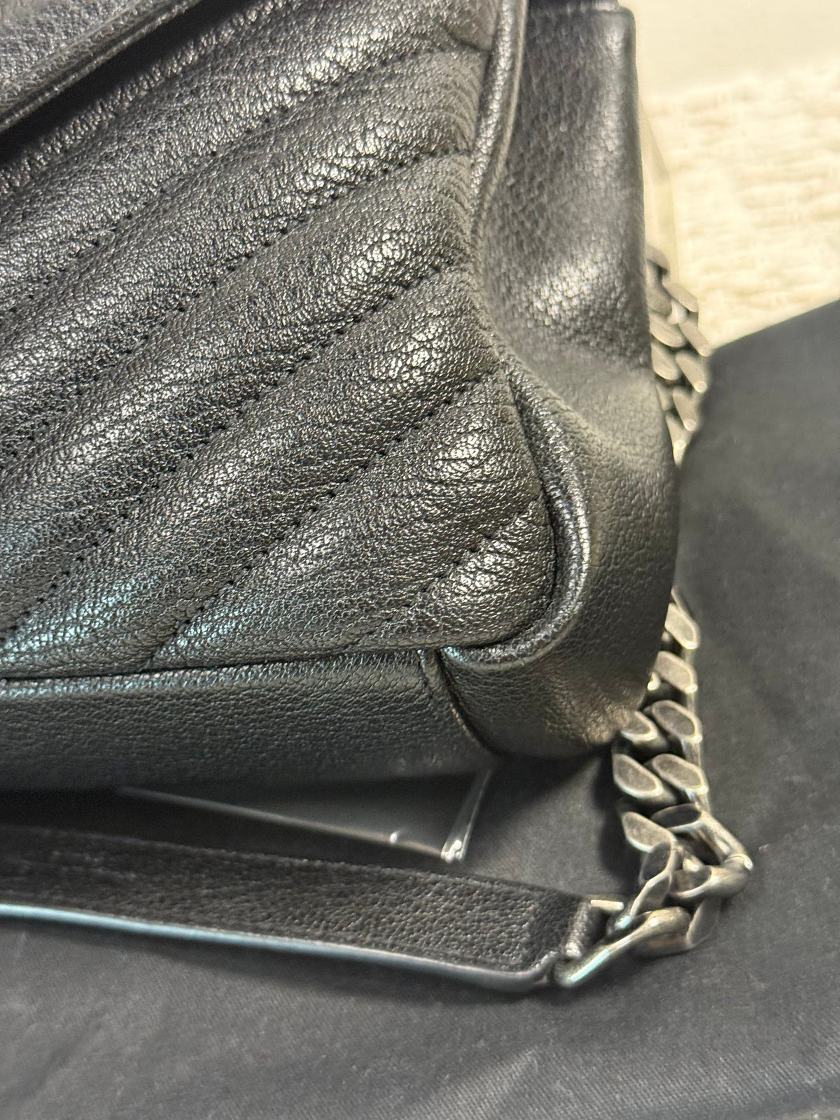 BLACK QUILTED LEATHER MEDIUM COLLEGE BAG in Monogram