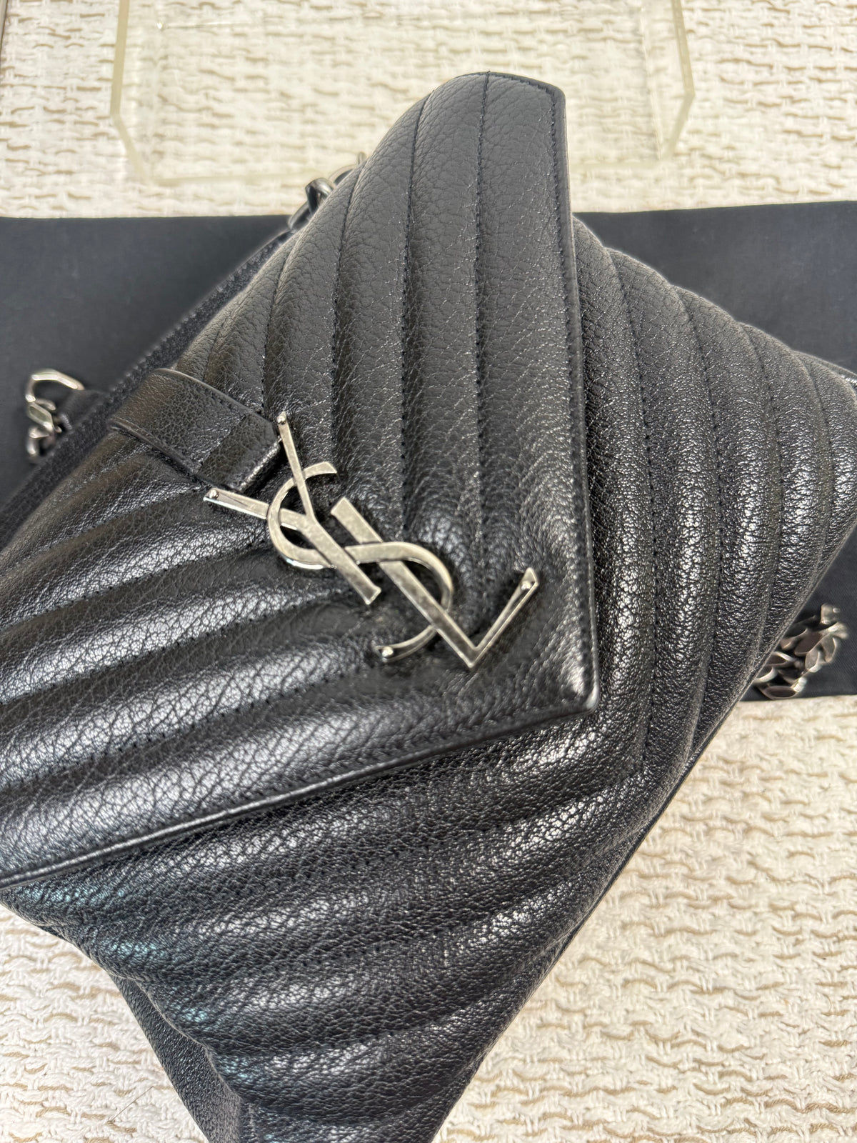 BLACK QUILTED LEATHER MEDIUM COLLEGE BAG in Monogram