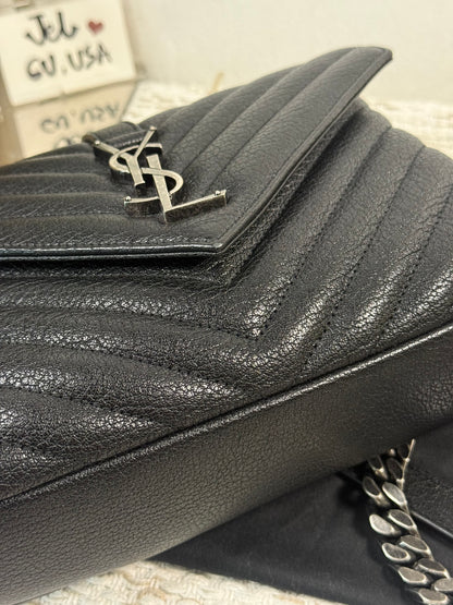 BLACK QUILTED LEATHER MEDIUM COLLEGE BAG in Monogram