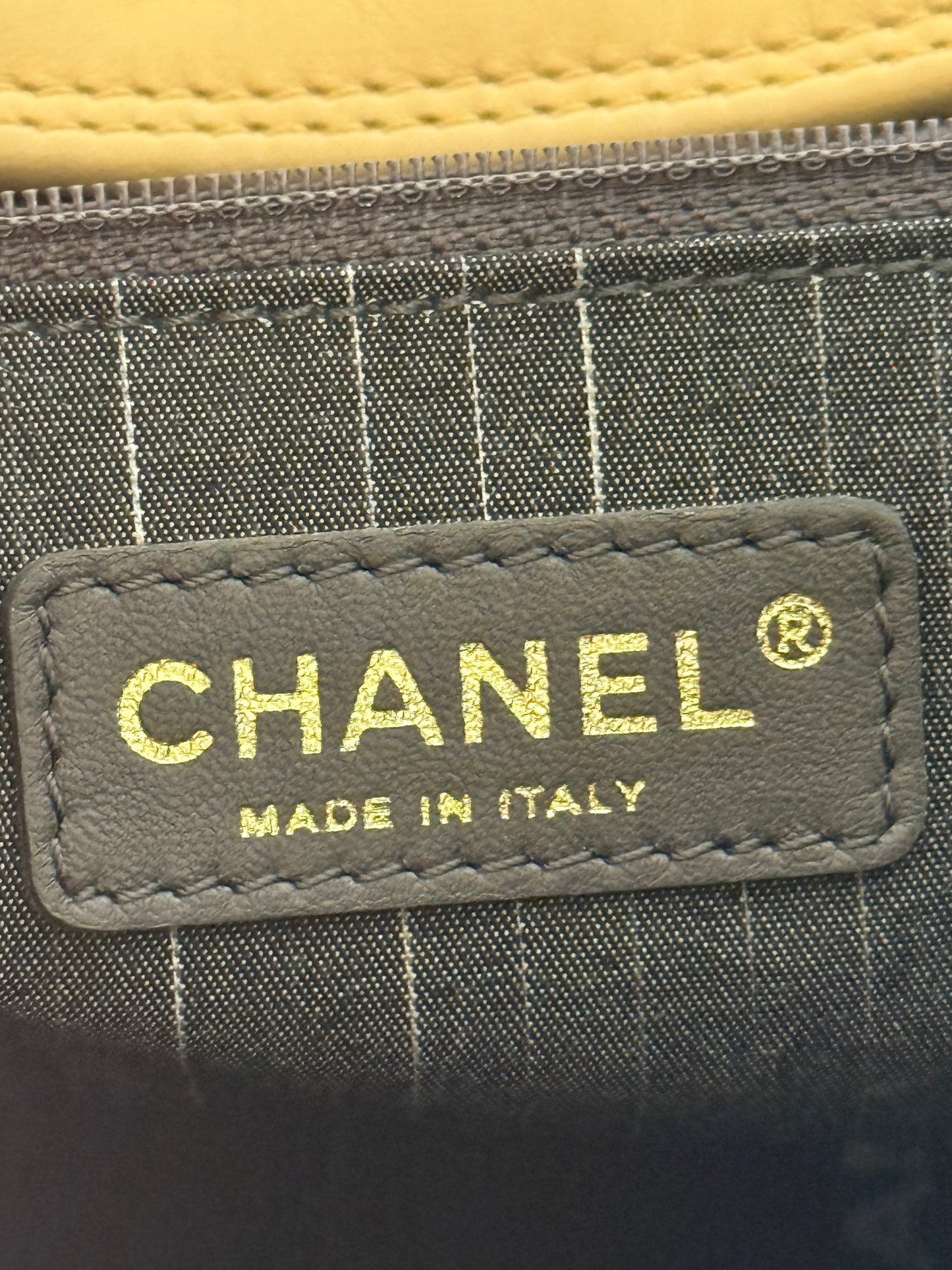 CHANEL Portobello Distressed Leather Tote Black Beige Flap