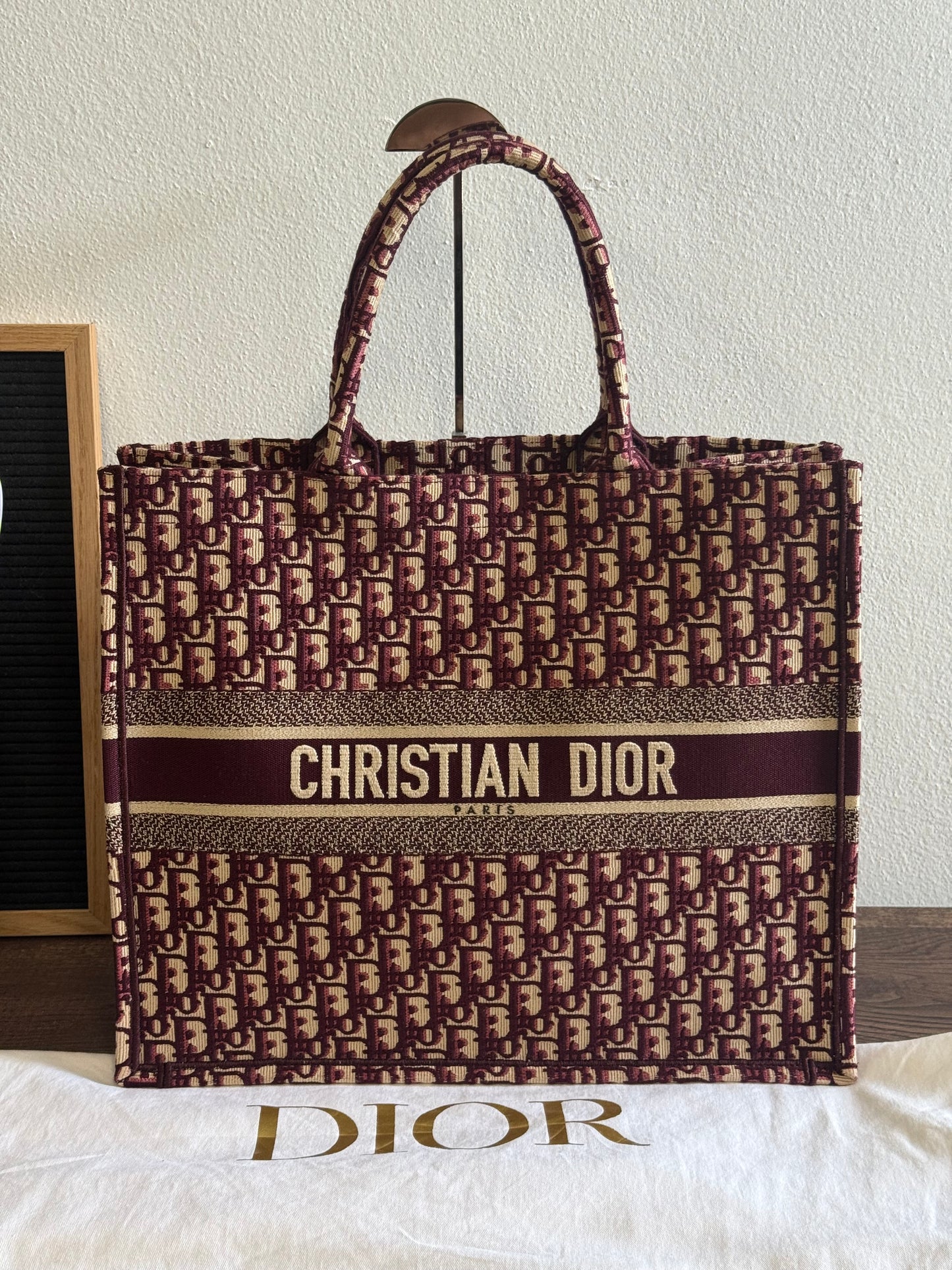 Christian Dior Burgundy Oblique Canvas Large Book Tote Bag