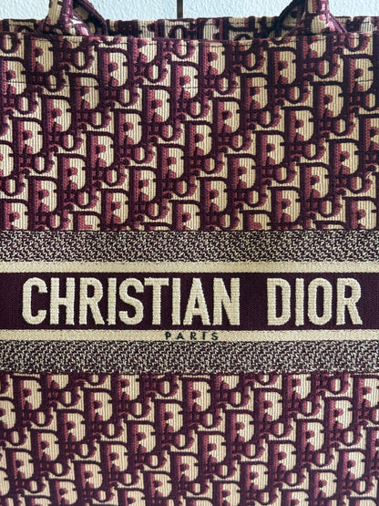 Christian Dior Burgundy Oblique Canvas Large Book Tote Bag