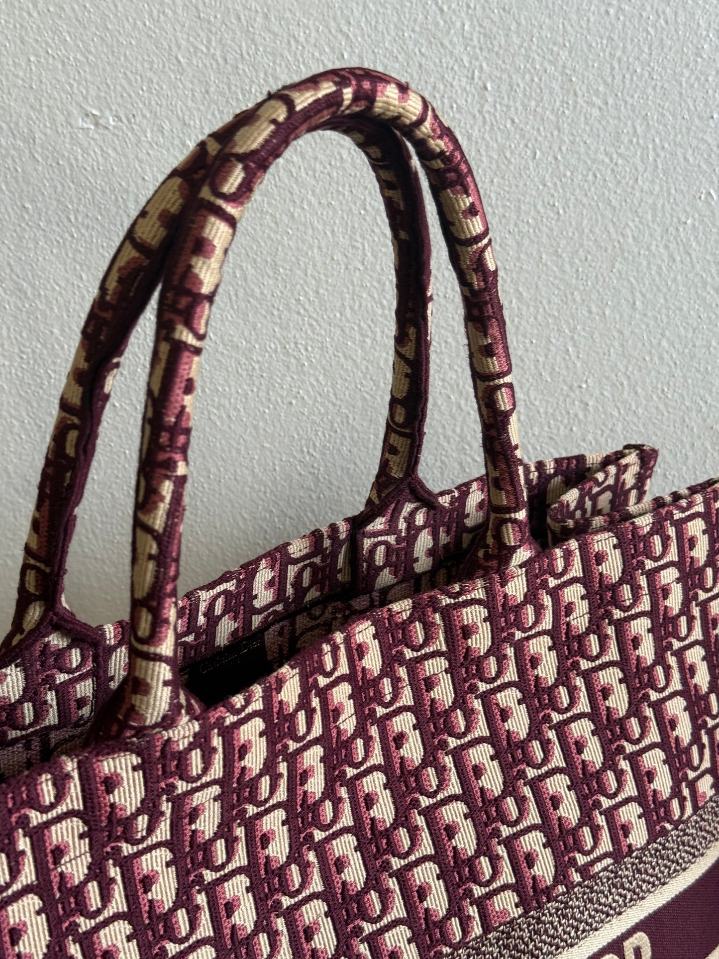 Christian Dior Burgundy Oblique Canvas Large Book Tote Bag