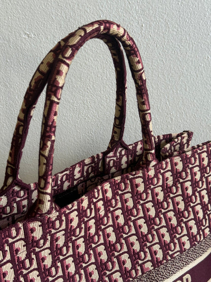 Christian Dior Burgundy Oblique Canvas Large Book Tote Bag