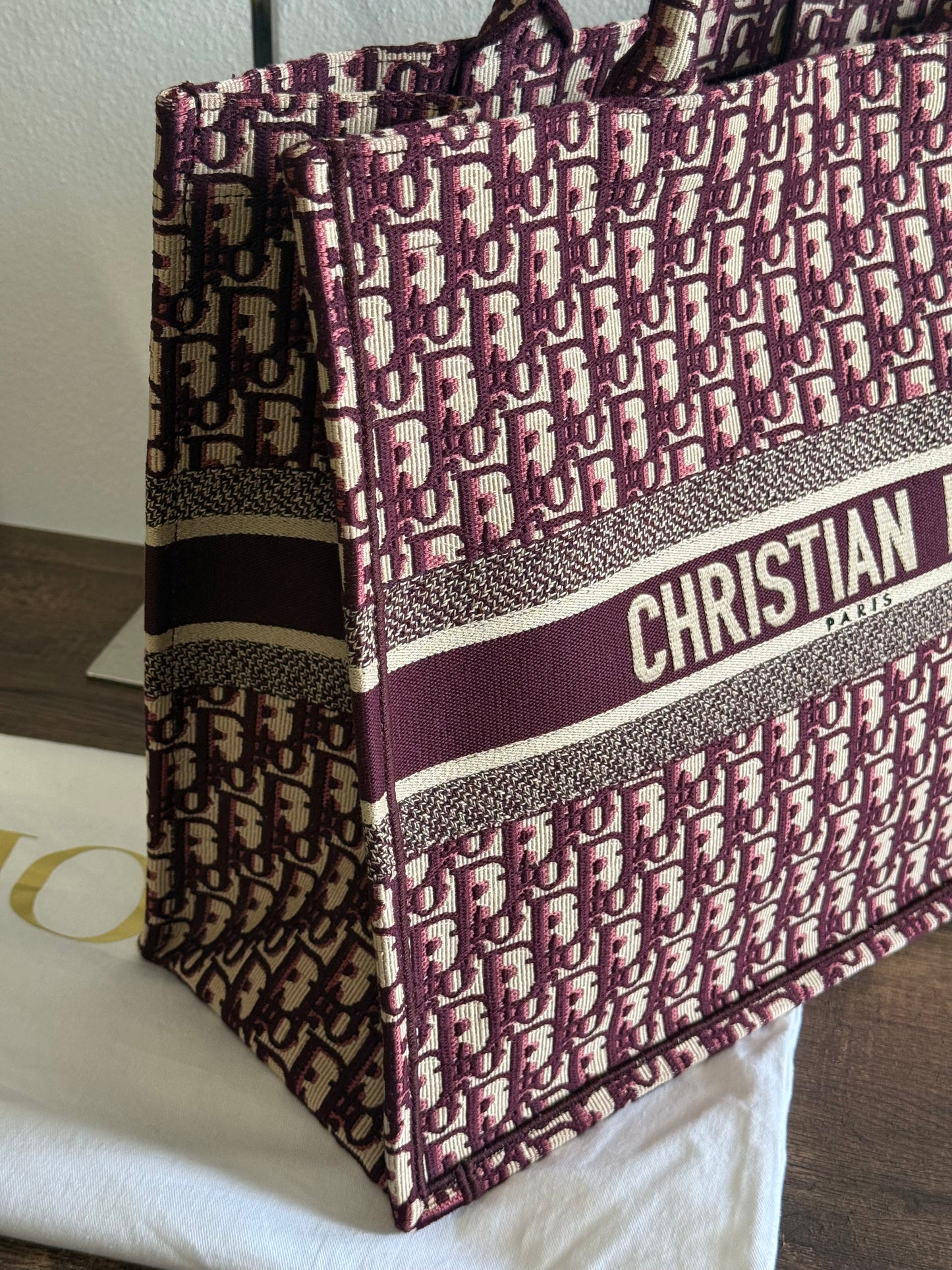 Christian Dior Burgundy Oblique Canvas Large Book Tote Bag