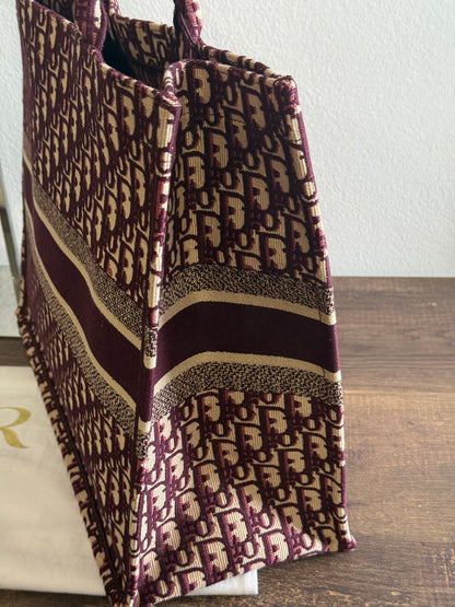 Christian Dior Burgundy Oblique Canvas Large Book Tote Bag