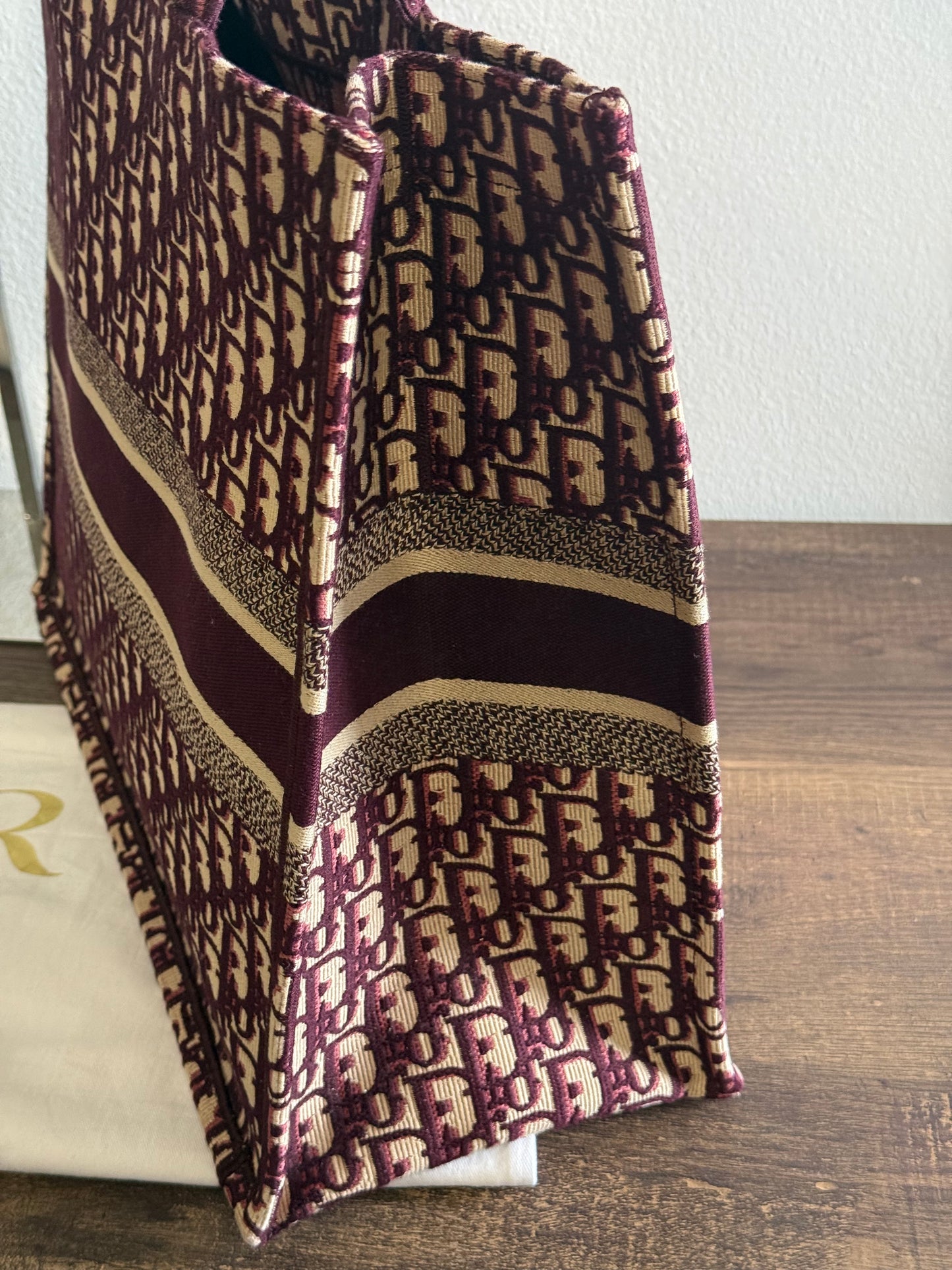 Christian Dior Burgundy Oblique Canvas Large Book Tote Bag