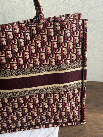Christian Dior Burgundy Oblique Canvas Large Book Tote Bag