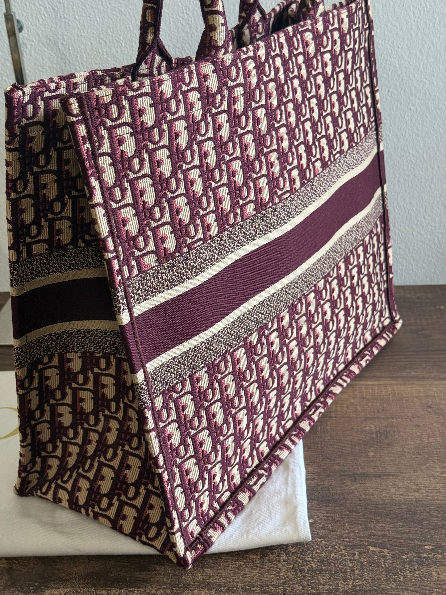 Christian Dior Burgundy Oblique Canvas Large Book Tote Bag