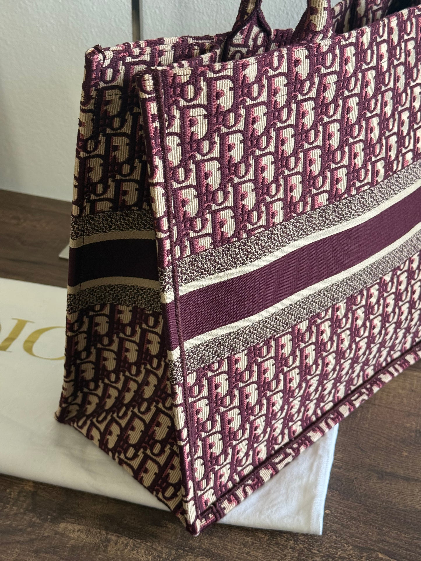 Christian Dior Burgundy Oblique Canvas Large Book Tote Bag