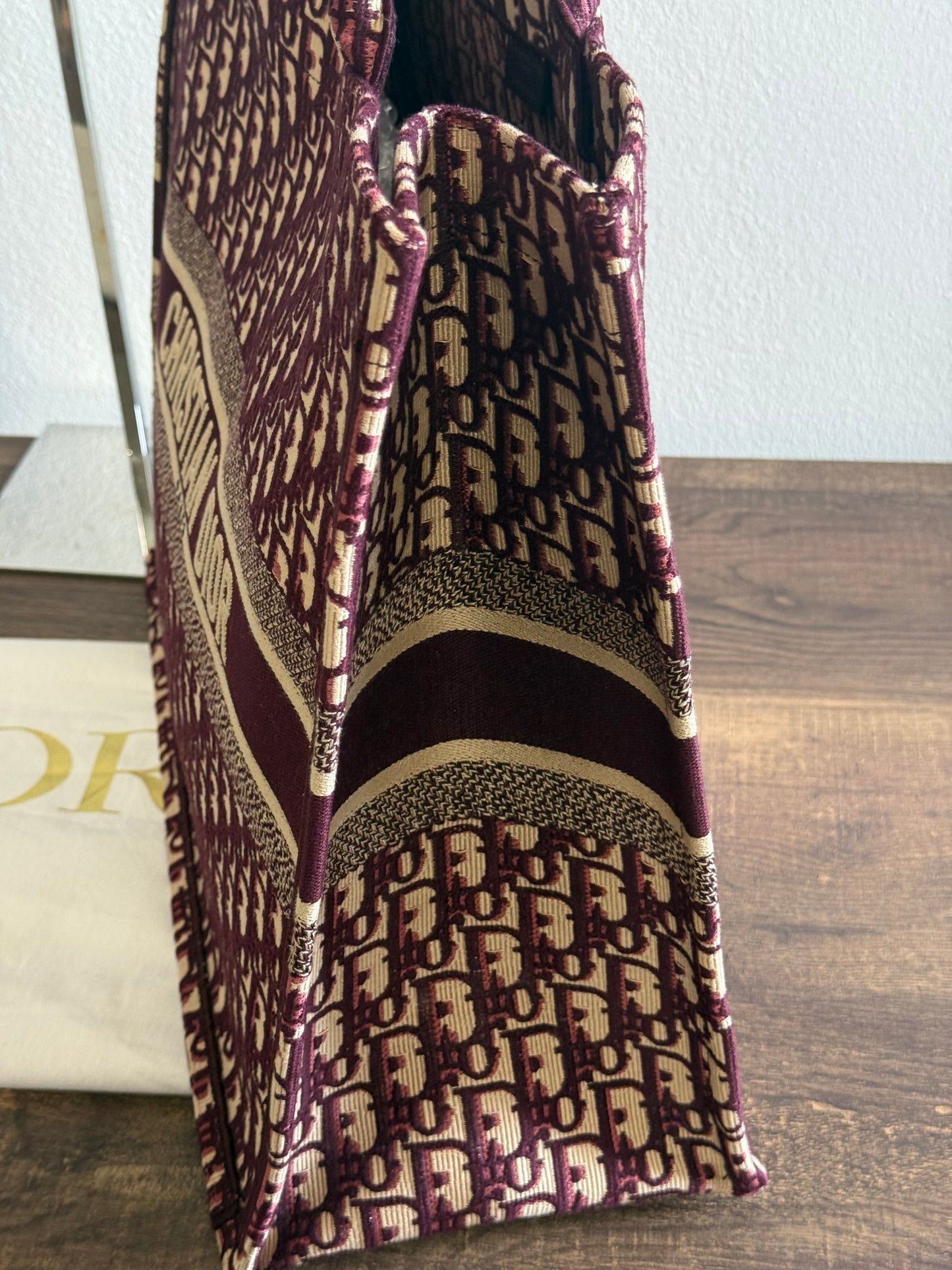 Christian Dior Burgundy Oblique Canvas Large Book Tote Bag