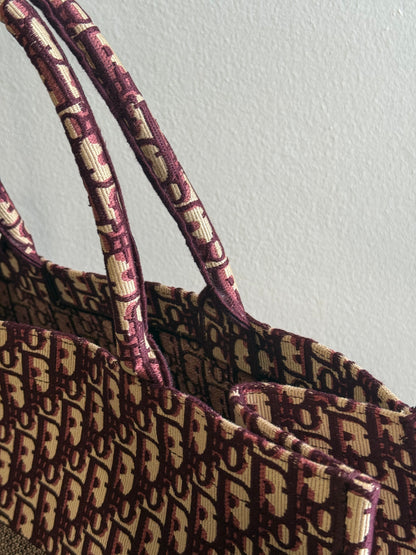 Christian Dior Burgundy Oblique Canvas Large Book Tote Bag