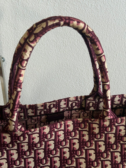 Christian Dior Burgundy Oblique Canvas Large Book Tote Bag