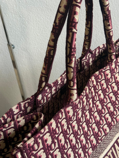 Christian Dior Burgundy Oblique Canvas Large Book Tote Bag