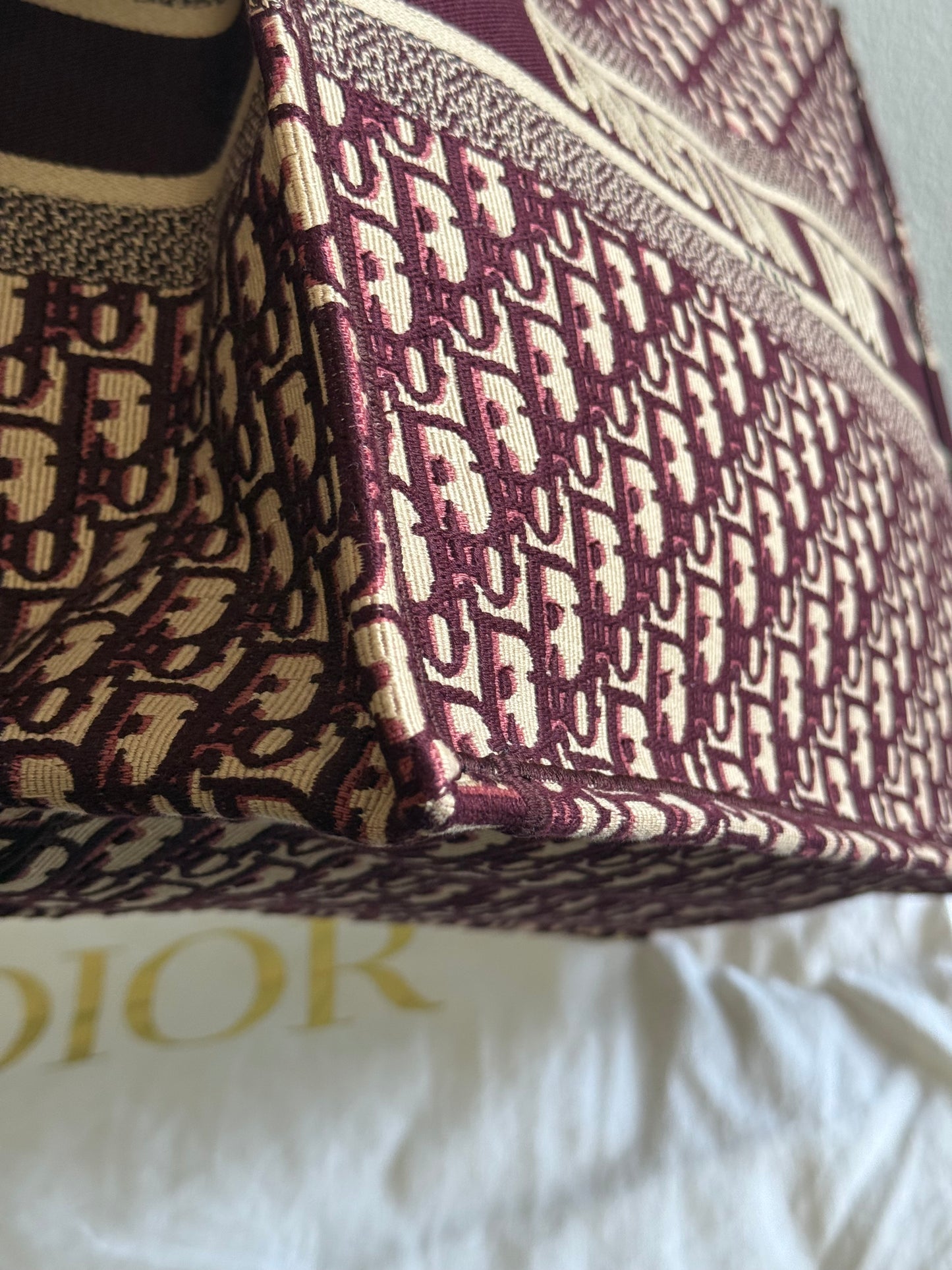Christian Dior Burgundy Oblique Canvas Large Book Tote Bag