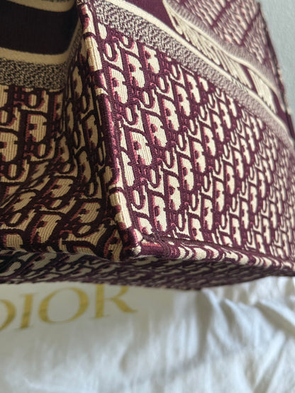 Christian Dior Burgundy Oblique Canvas Large Book Tote Bag