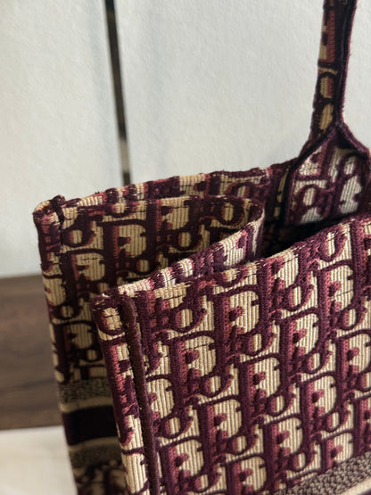 Christian Dior Burgundy Oblique Canvas Large Book Tote Bag
