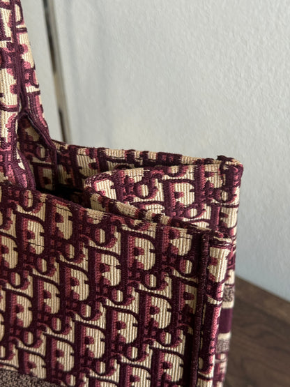 Christian Dior Burgundy Oblique Canvas Large Book Tote Bag