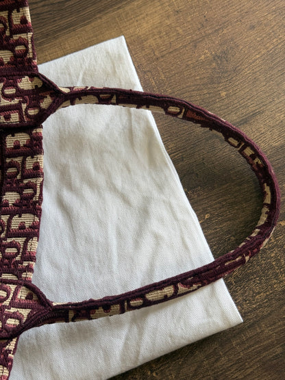Christian Dior Burgundy Oblique Canvas Large Book Tote Bag