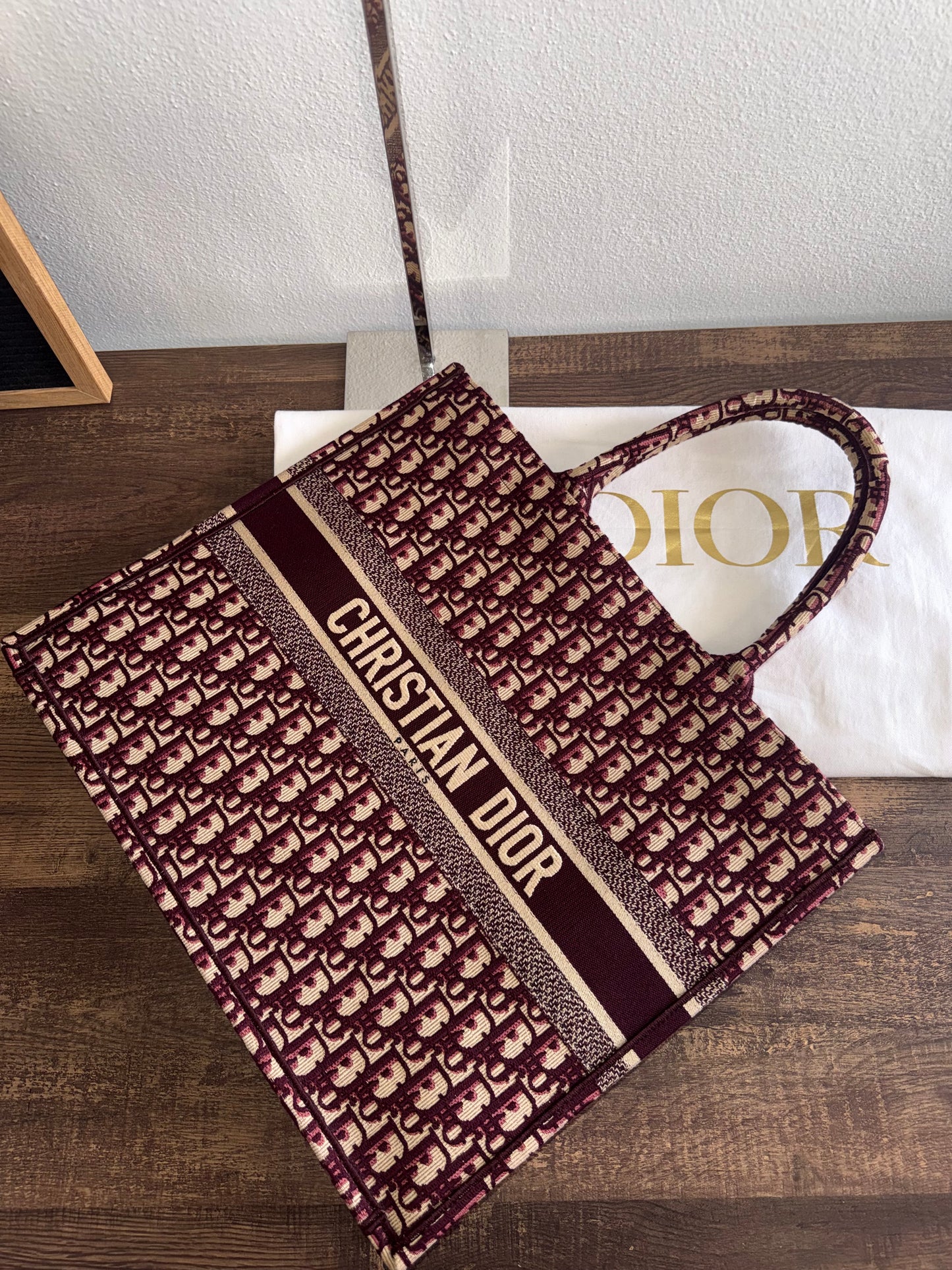 Christian Dior Burgundy Oblique Canvas Large Book Tote Bag