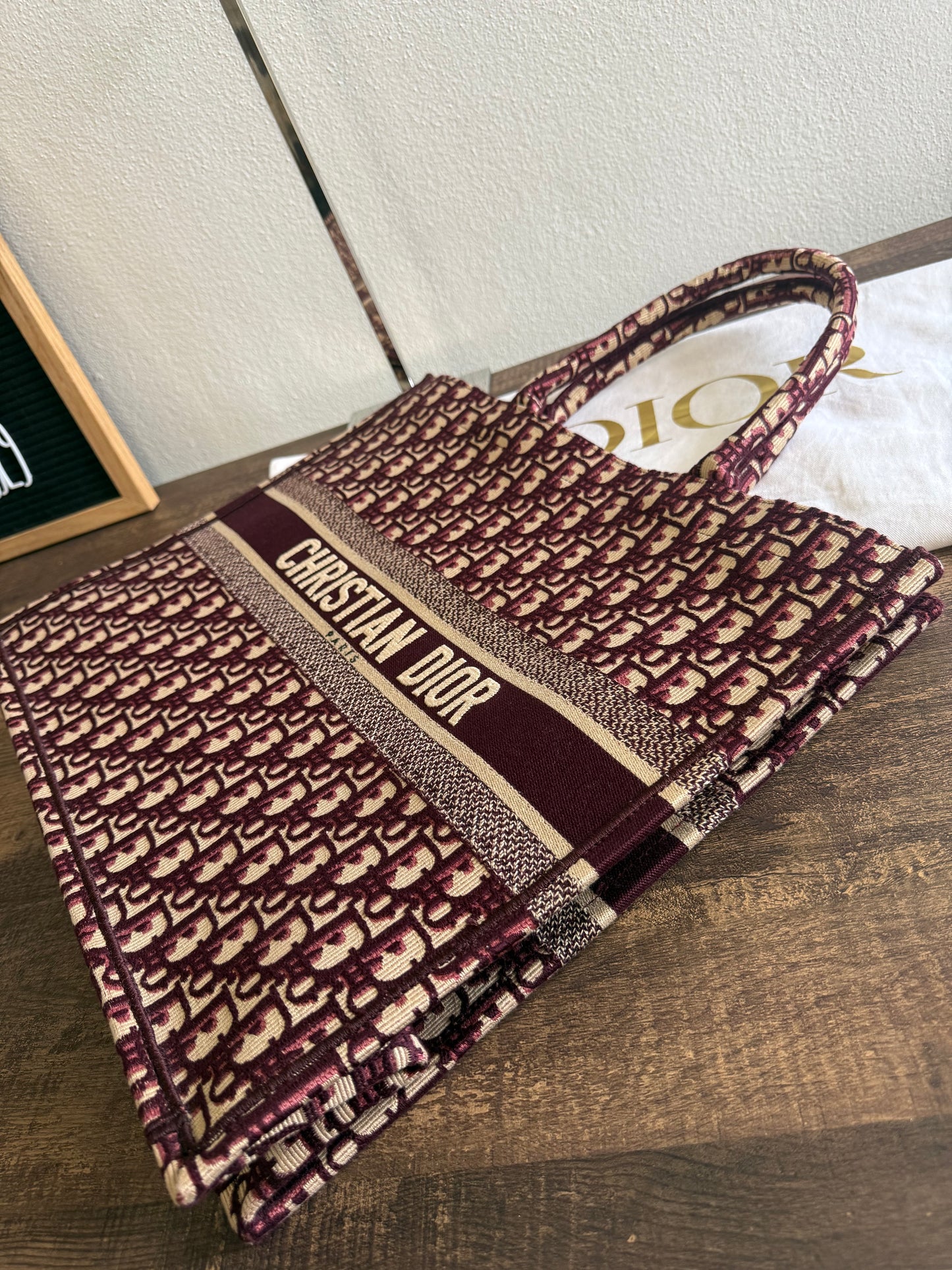 Christian Dior Burgundy Oblique Canvas Large Book Tote Bag