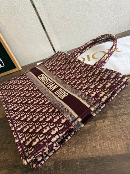 Christian Dior Burgundy Oblique Canvas Large Book Tote Bag