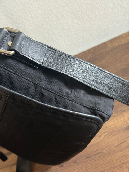 FENDI ZUCCA MESSENGER BAG BLACK CANVAS