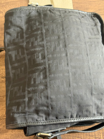 FENDI ZUCCA MESSENGER BAG BLACK CANVAS