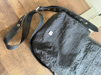 FENDI ZUCCA MESSENGER BAG BLACK CANVAS