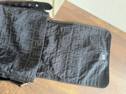 FENDI ZUCCA MESSENGER BAG BLACK CANVAS