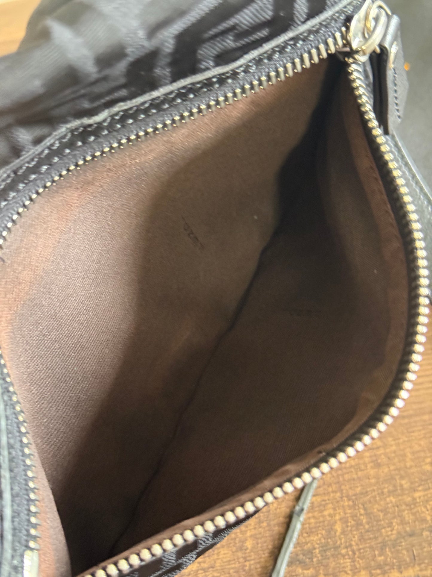 FENDI ZUCCA MESSENGER BAG BLACK CANVAS
