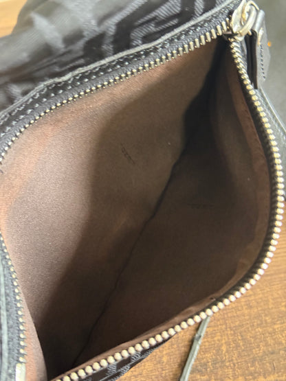 FENDI ZUCCA MESSENGER BAG BLACK CANVAS