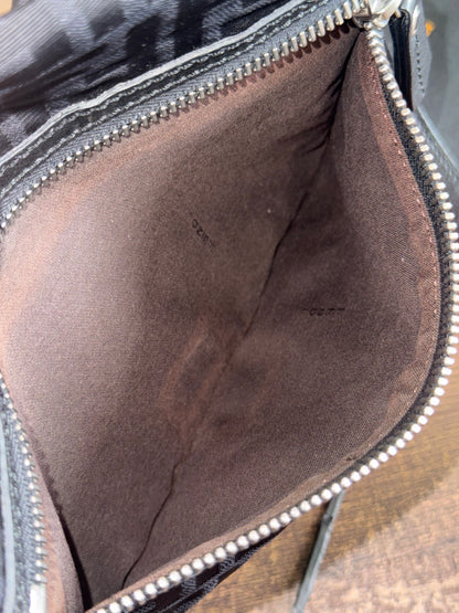 FENDI ZUCCA MESSENGER BAG BLACK CANVAS
