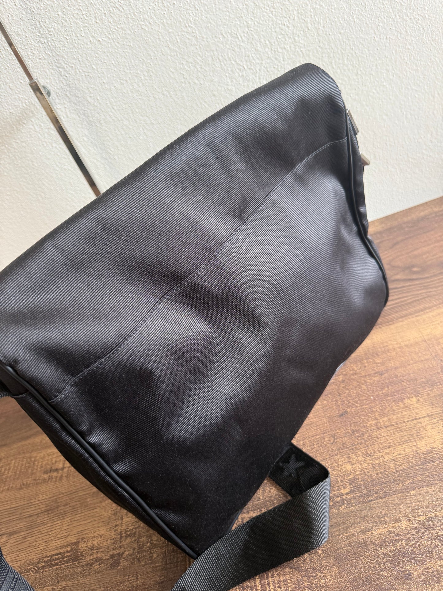 FENDI Designer Black Fabric Shoulder Bag Leather Bag