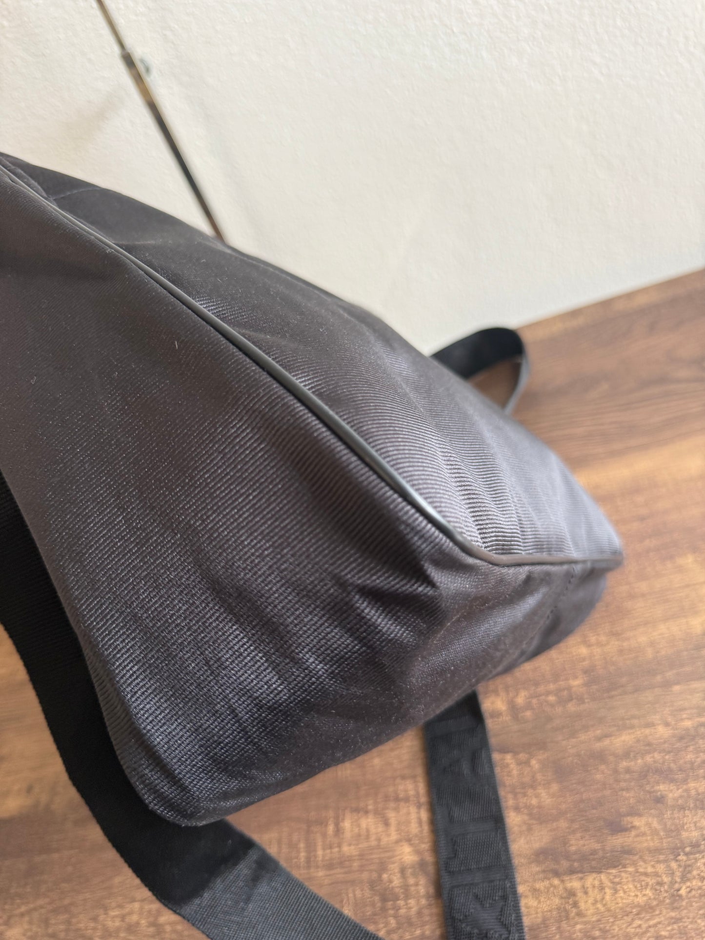 FENDI Designer Black Fabric Shoulder Bag Leather Bag