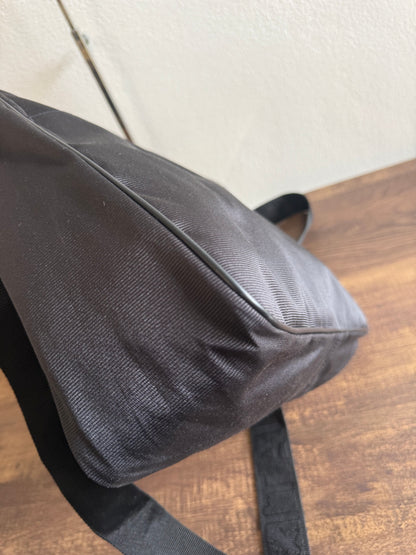 FENDI Designer Black Fabric Shoulder Bag Leather Bag