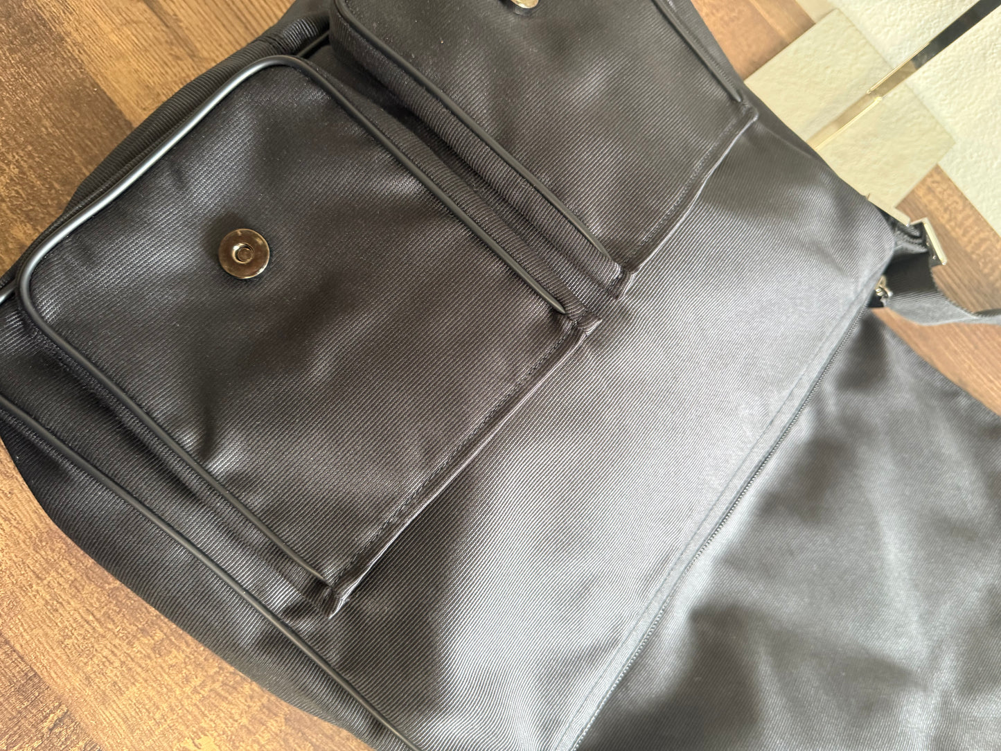 FENDI Designer Black Fabric Shoulder Bag Leather Bag