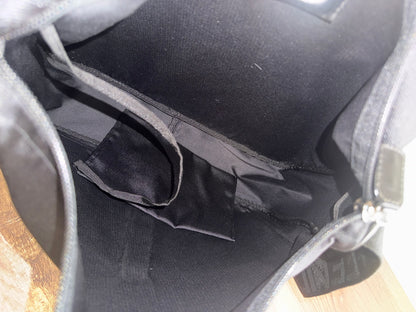 FENDI Designer Black Fabric Shoulder Bag Leather Bag