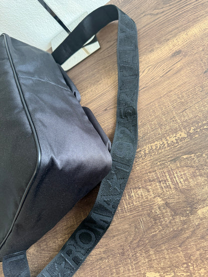 FENDI Designer Black Fabric Shoulder Bag Leather Bag