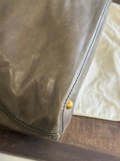 PRADA Prada Grey Vitello Shine Leather Hobo Bag