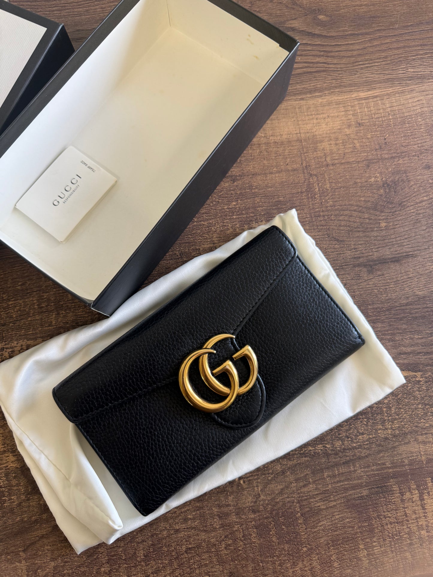 GUCCI MARMONT BLACK LONG WALLET