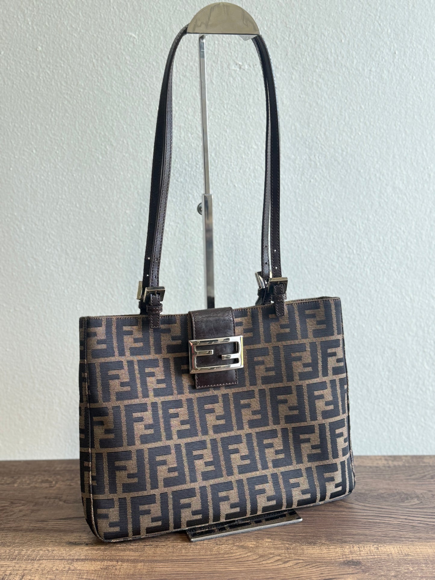 Fendi Zucca FF Canvas Shoulder Bag - Brown
