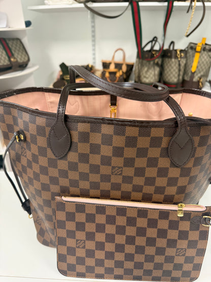 LOUIS VUITTON NEVERFULL MM DAMIER EBENE - ROSE BALLERINE INTERIOR