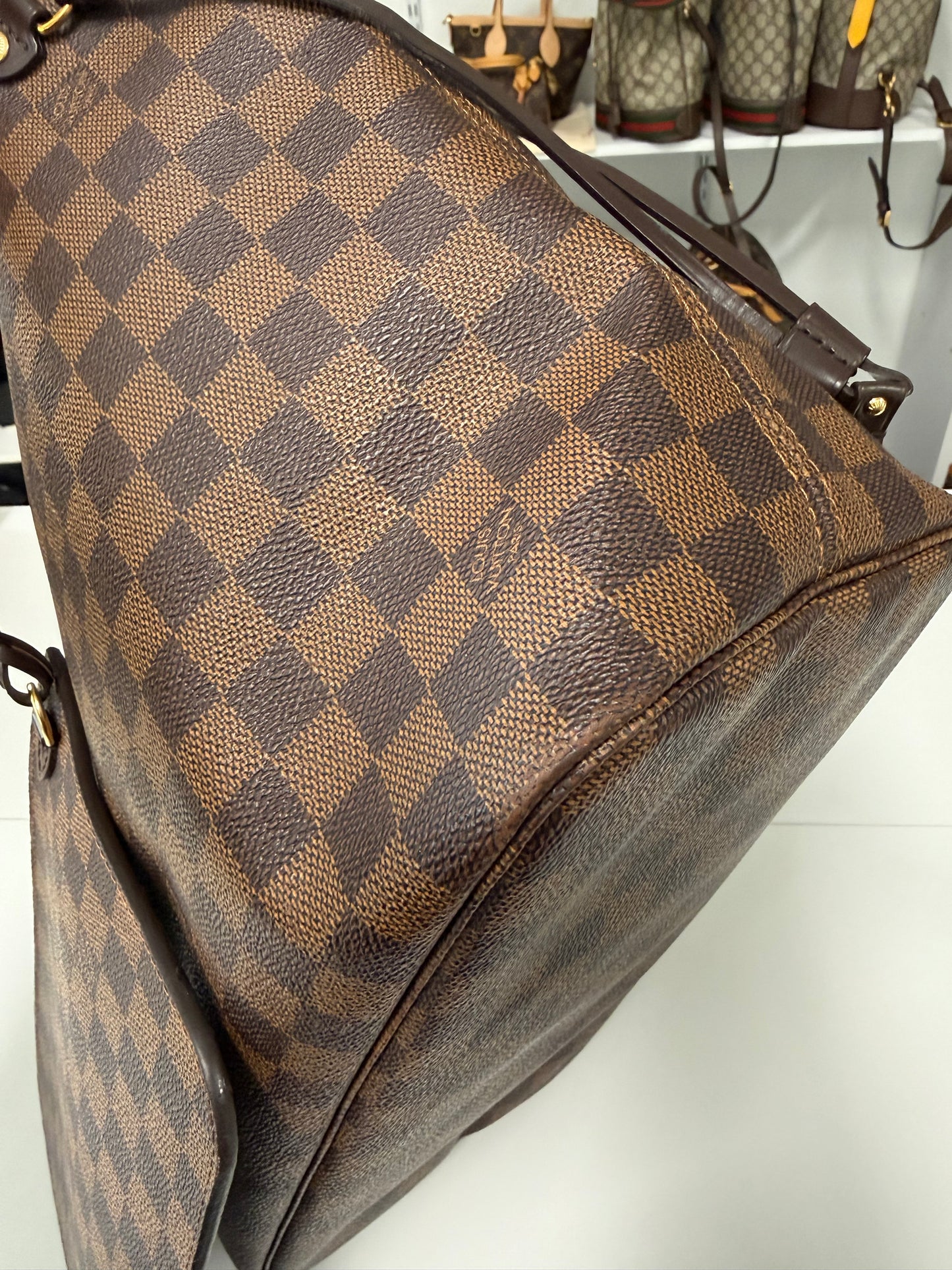 LOUIS VUITTON NEVERFULL MM DAMIER EBENE - ROSE BALLERINE INTERIOR