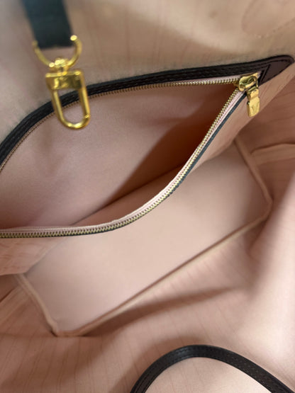 LOUIS VUITTON NEVERFULL MM DAMIER EBENE - ROSE BALLERINE INTERIOR